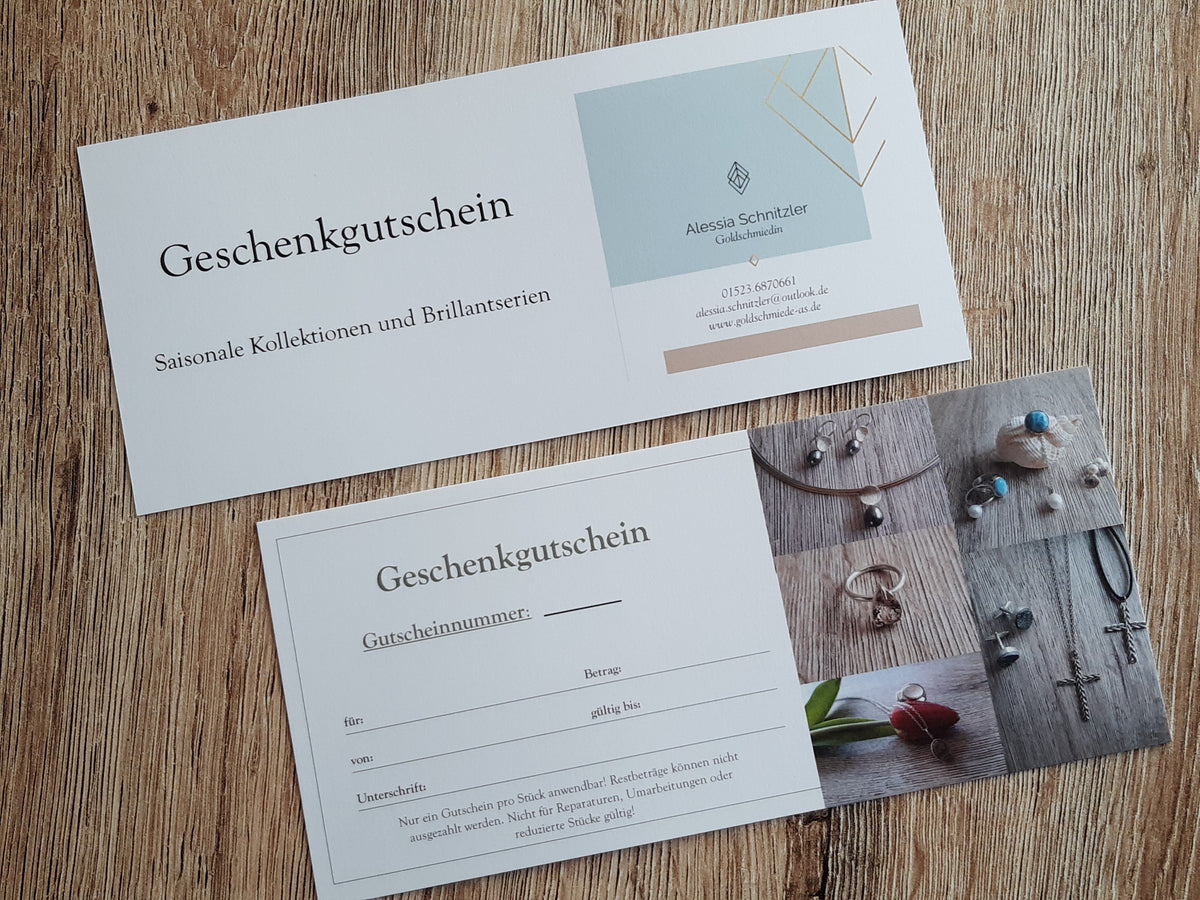 Geschenkgutschein ab – Schmuck von Goldschmiede AS